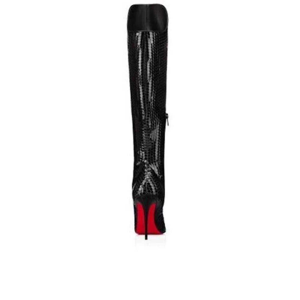 Christian Louboutin Alta Botta 100 Black Patent Bird Knee High OTK Heel Boot 36 - Picture 10 of 11